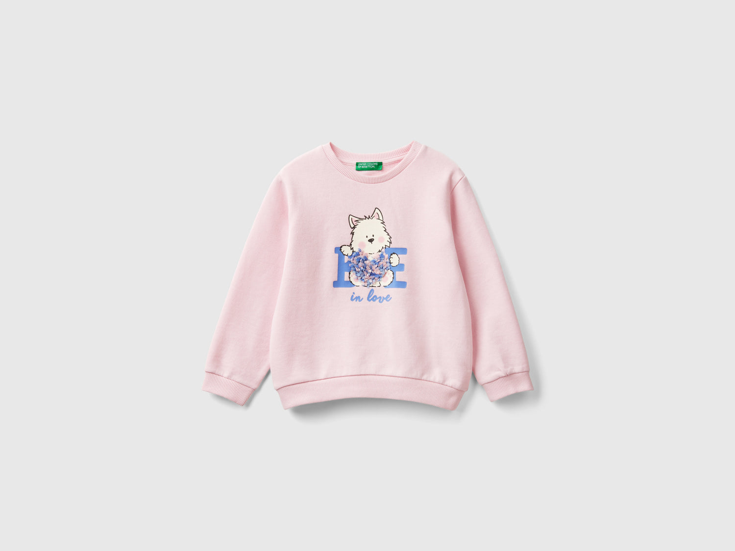 Felpa con applicazione effetto petali da bimba rosa | Benetton Outlet