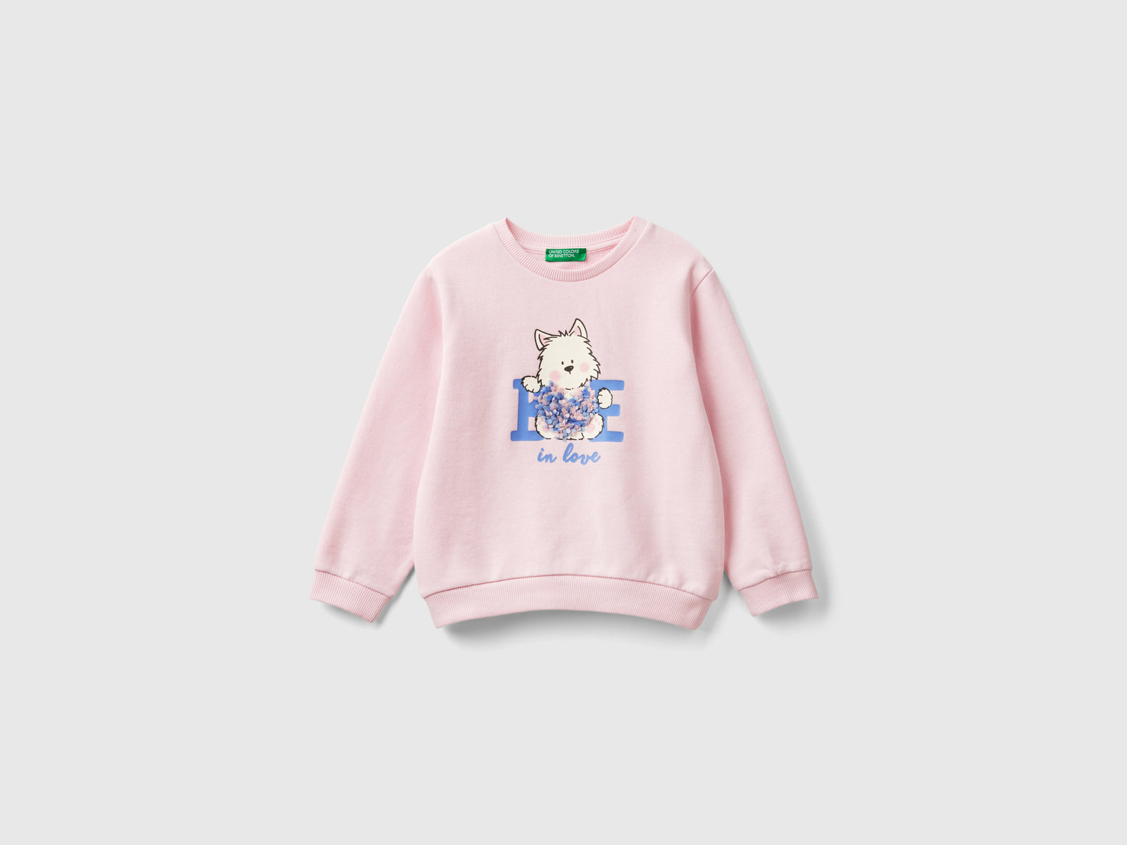Felpa con applicazione effetto petali da bimba rosa | Benetton Outlet