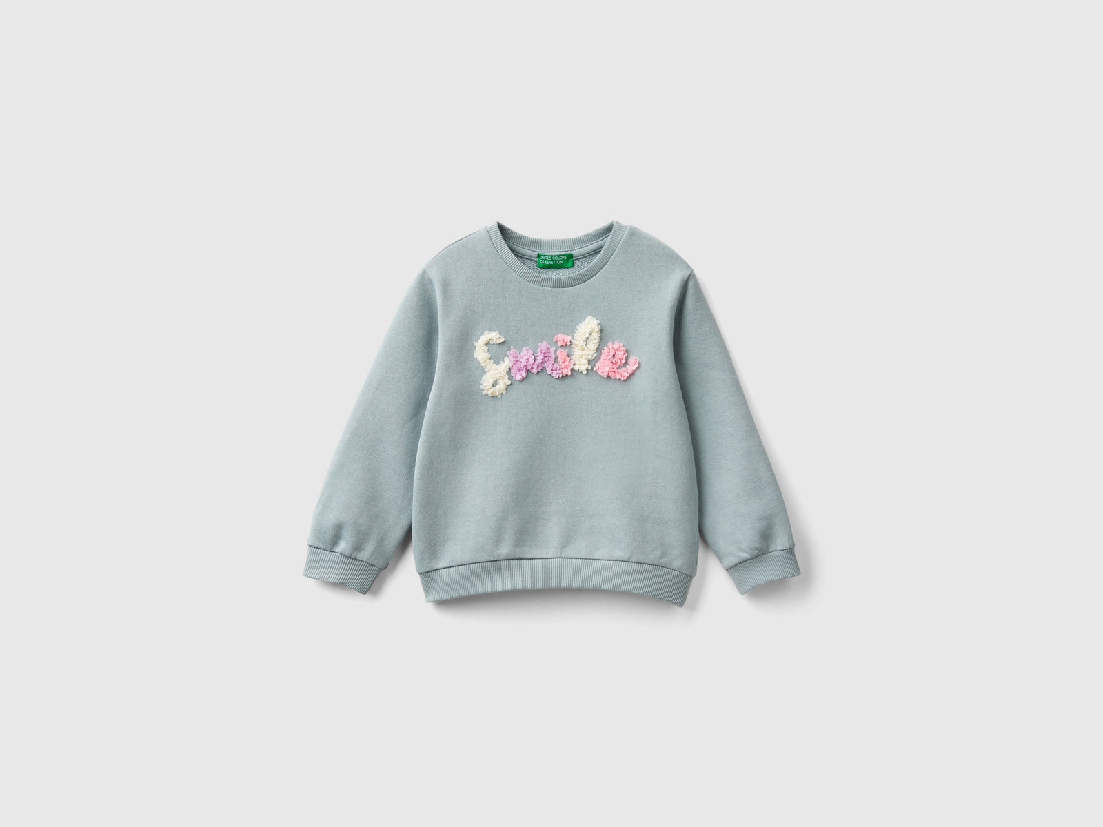 Felpa con applicazione effetto petali da bimba grigio perla | Benetton Outlet