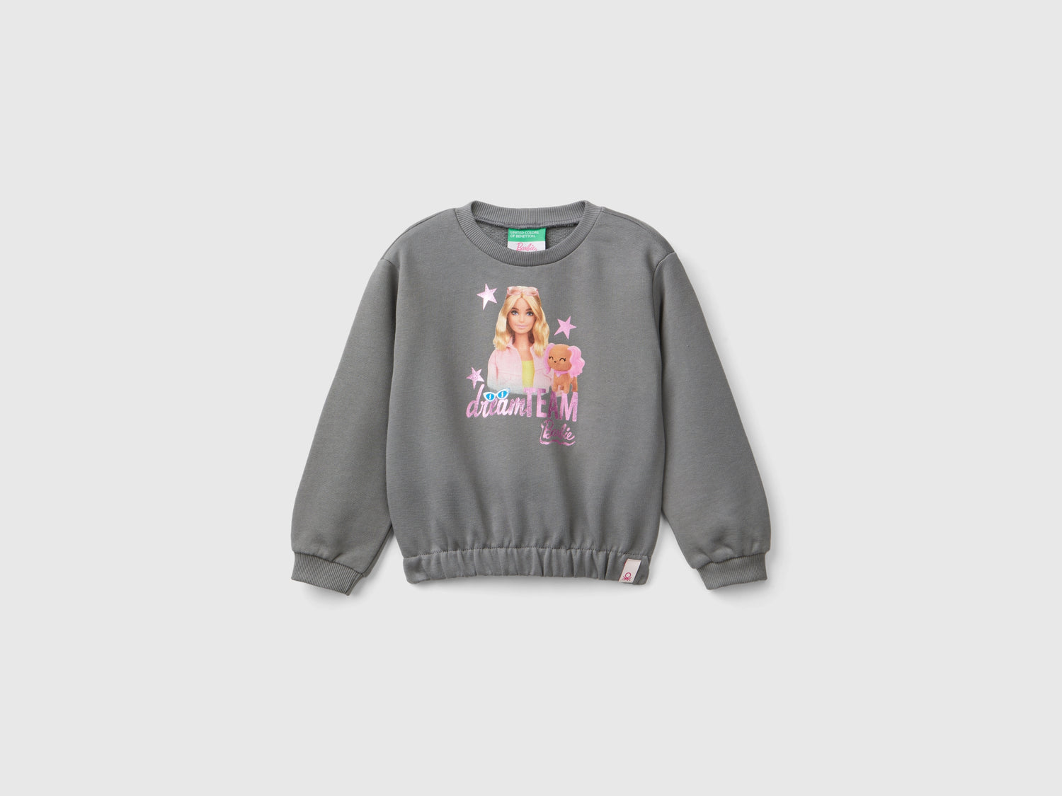 Felpa Barbie con stampa laminata da bimba grigio scuro | Benetton Outlet