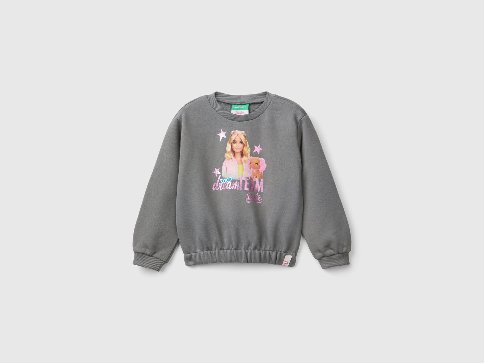 Felpa Barbie con stampa laminata da bimba grigio scuro | Benetton Outlet