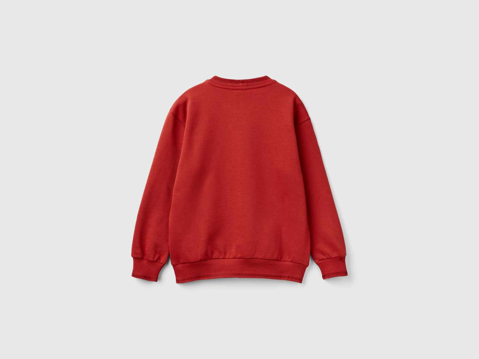 Felpa con stampa effetto velluto da bambino rosso mattone 2 | Benetton Outlet