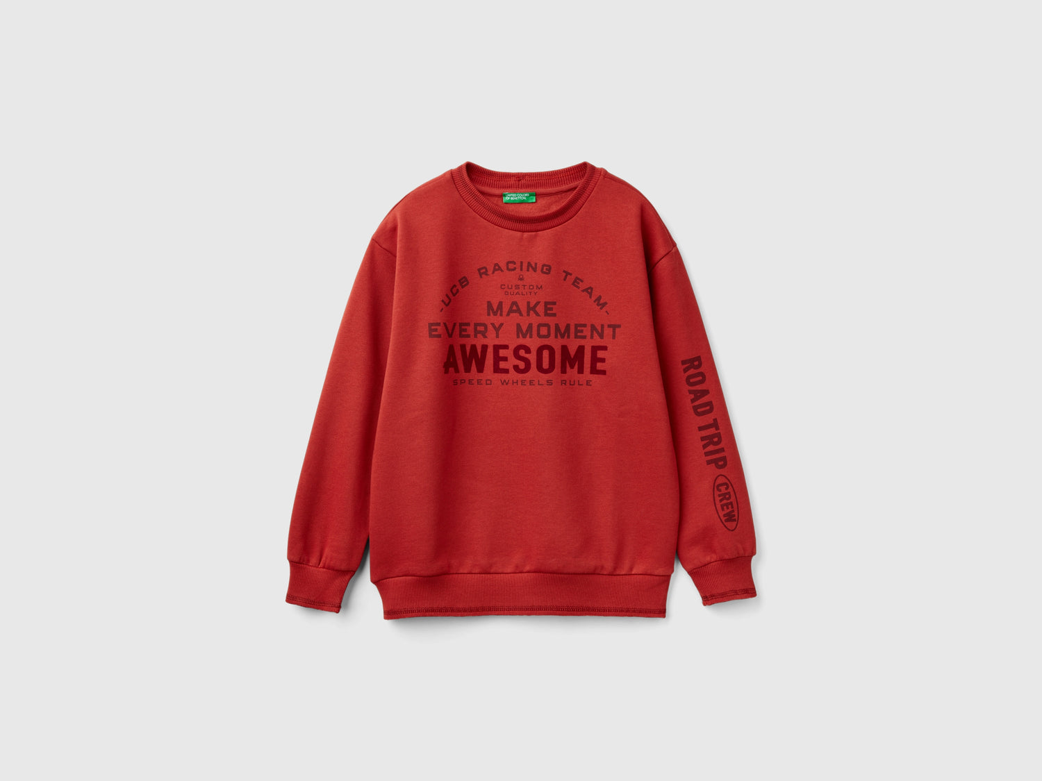 Felpa con stampa effetto velluto da bambino rosso mattone | Benetton Outlet