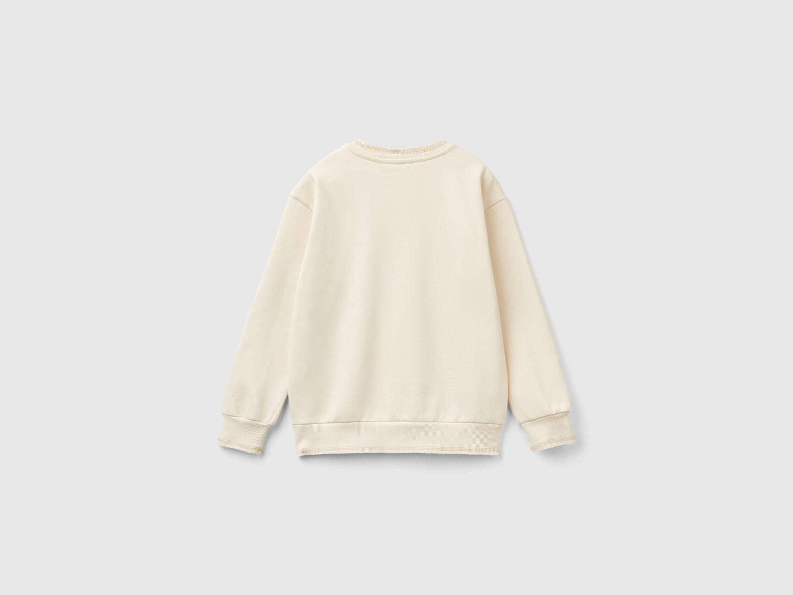 Felpa con stampa effetto velluto da bambino bianco panna 2 | Benetton Outlet