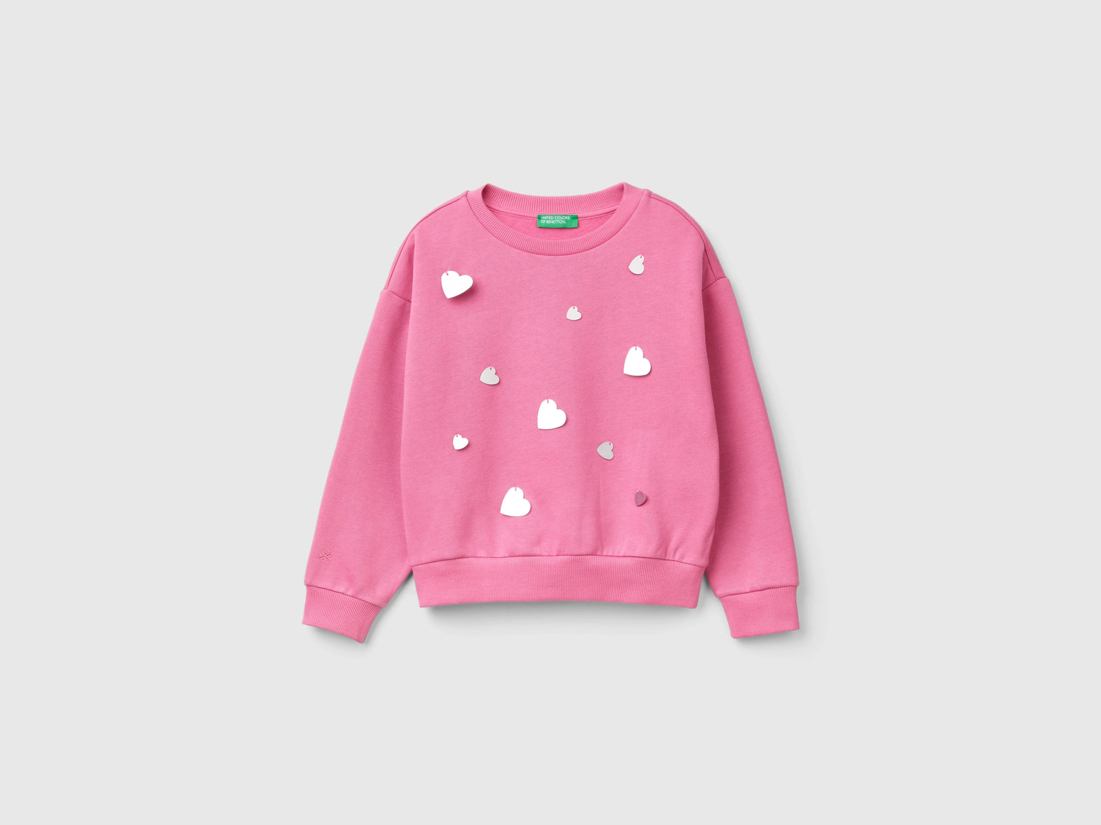 Felpa con paillettes cuore da bambina rosa | Benetton Outlet
