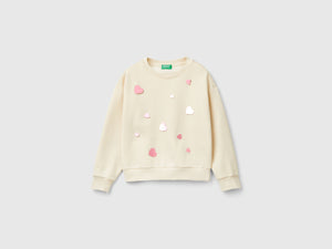 Felpa con paillettes cuore