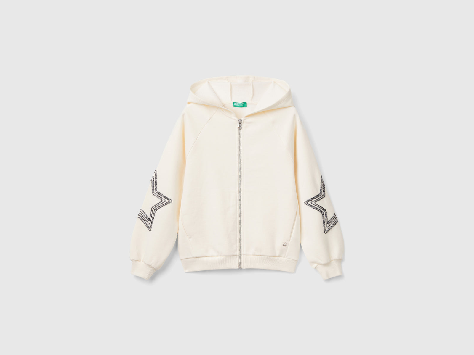 Felpa con ricamo in lurex da bambina bianco panna | Benetton Outlet