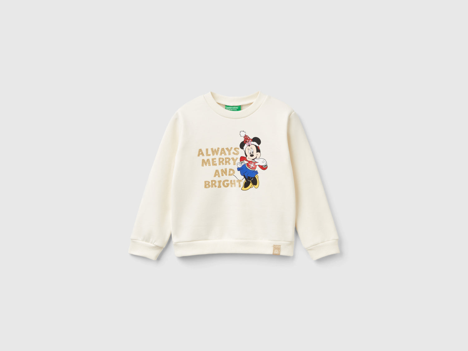 Felpa natalizia Minnie da bimba bianco panna | Benetton Outlet