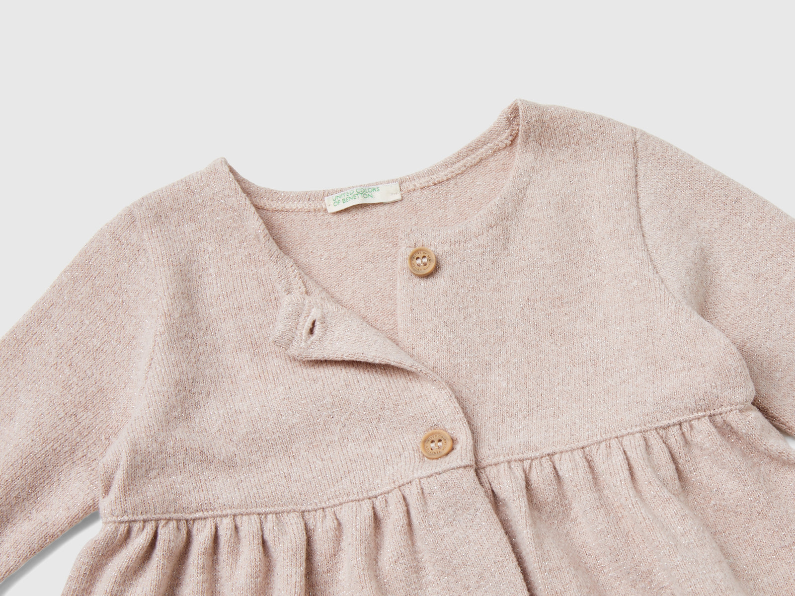 Felpa con lurex da neonato rosa tenue 3 | Benetton Outlet