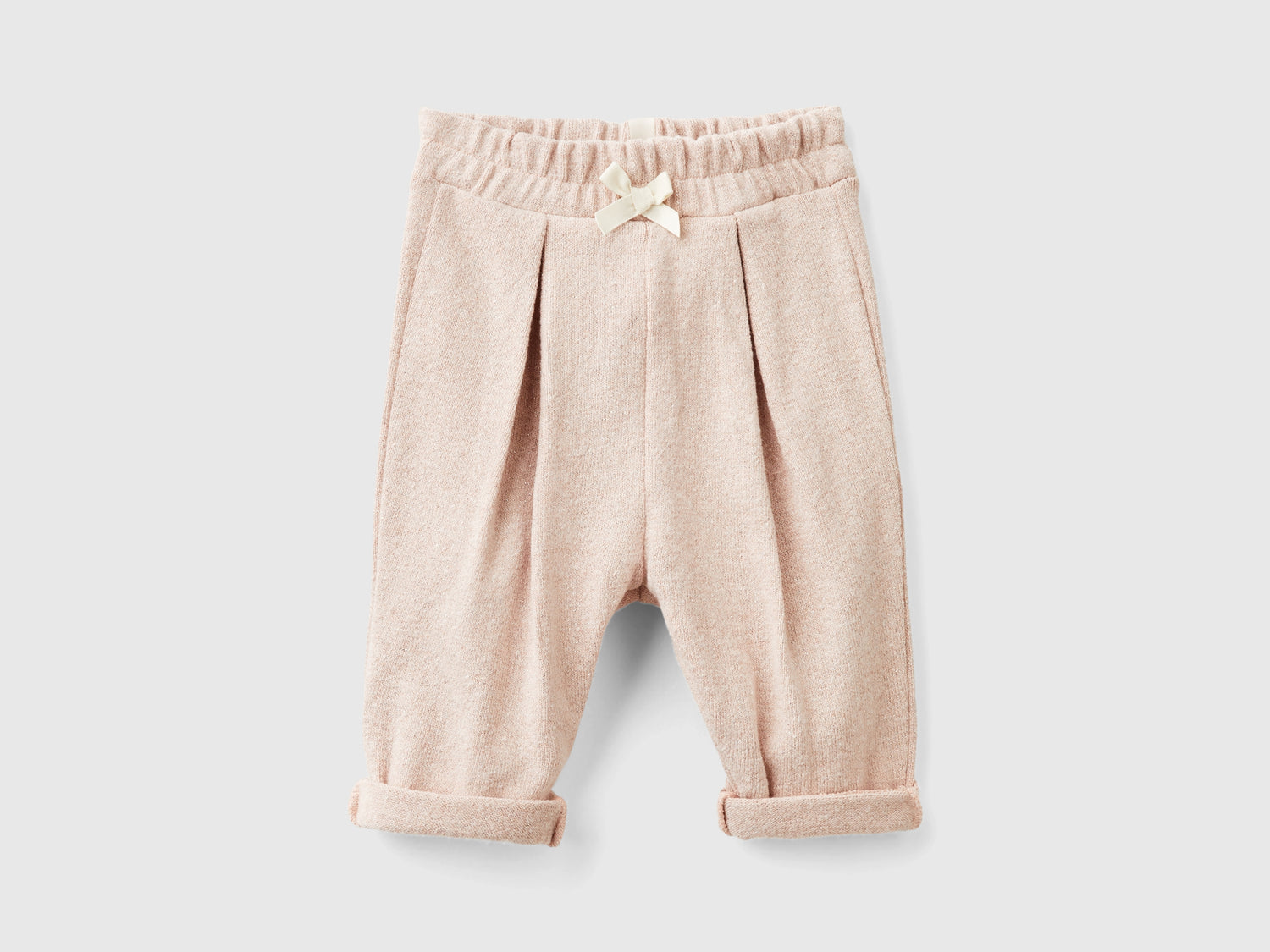 Pantaloni in felpa con lurex da neonato rosa tenue | Benetton Outlet