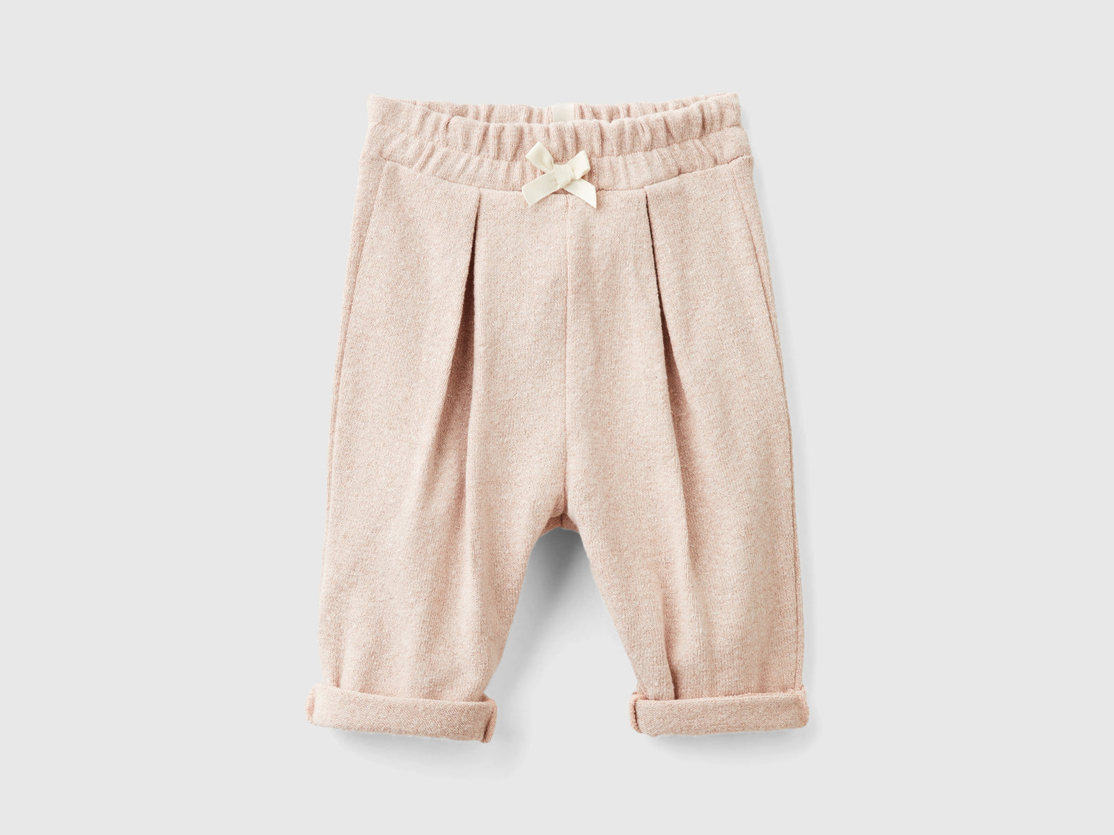 Pantaloni in felpa con lurex da neonato rosa tenue | Benetton Outlet