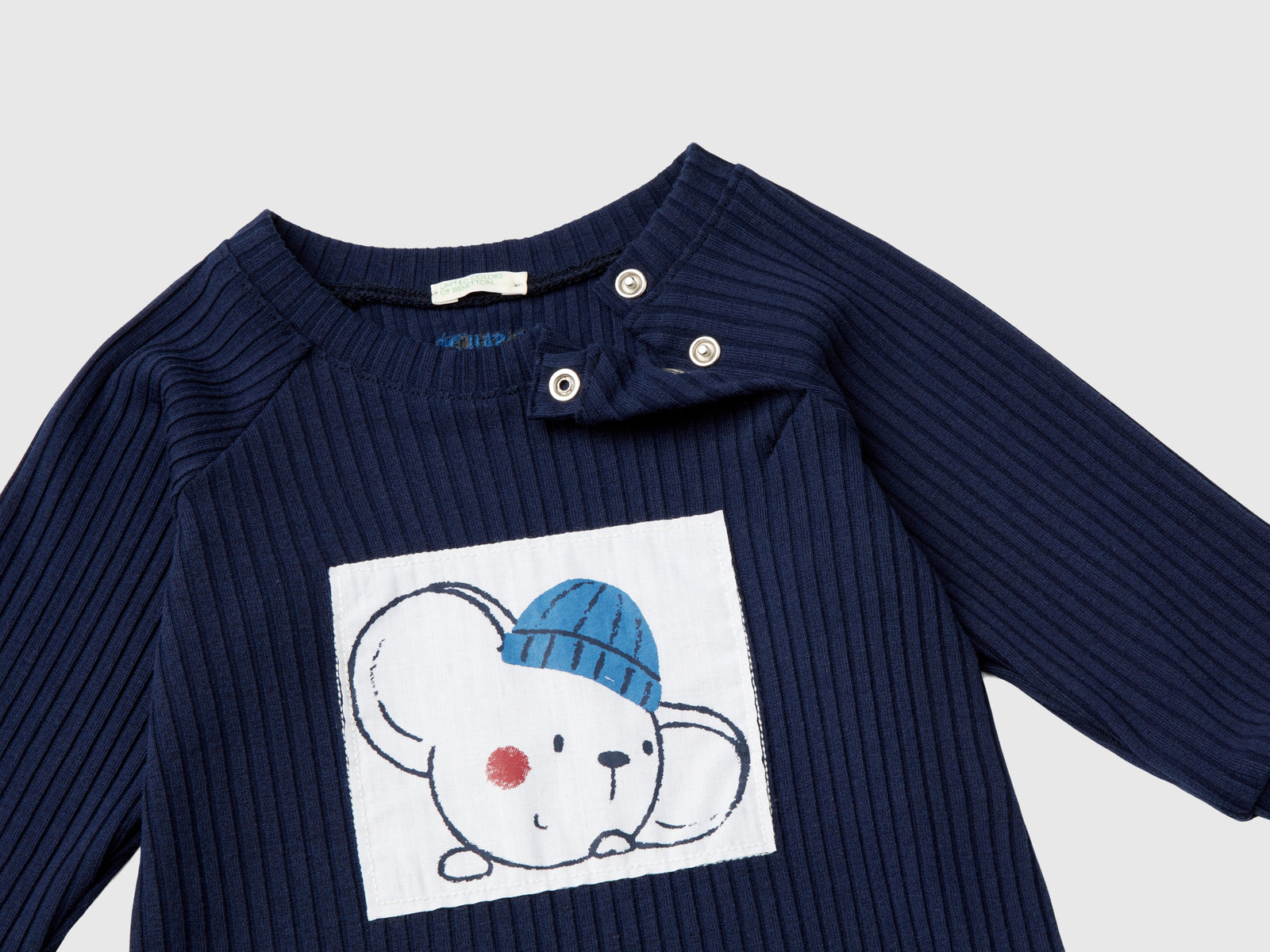 Set tutina e cappellino in misto viscosa stretch da neonato blu scuro 3 | Benetton Outlet
