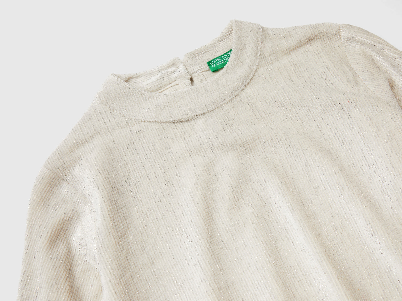 Felpa con lurex da bambina bianco panna 3 | Benetton Outlet