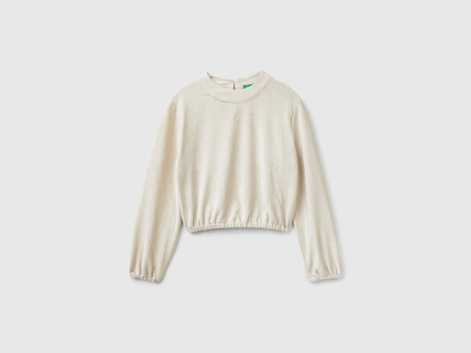 Felpa con lurex da bambina bianco panna | Benetton Outlet