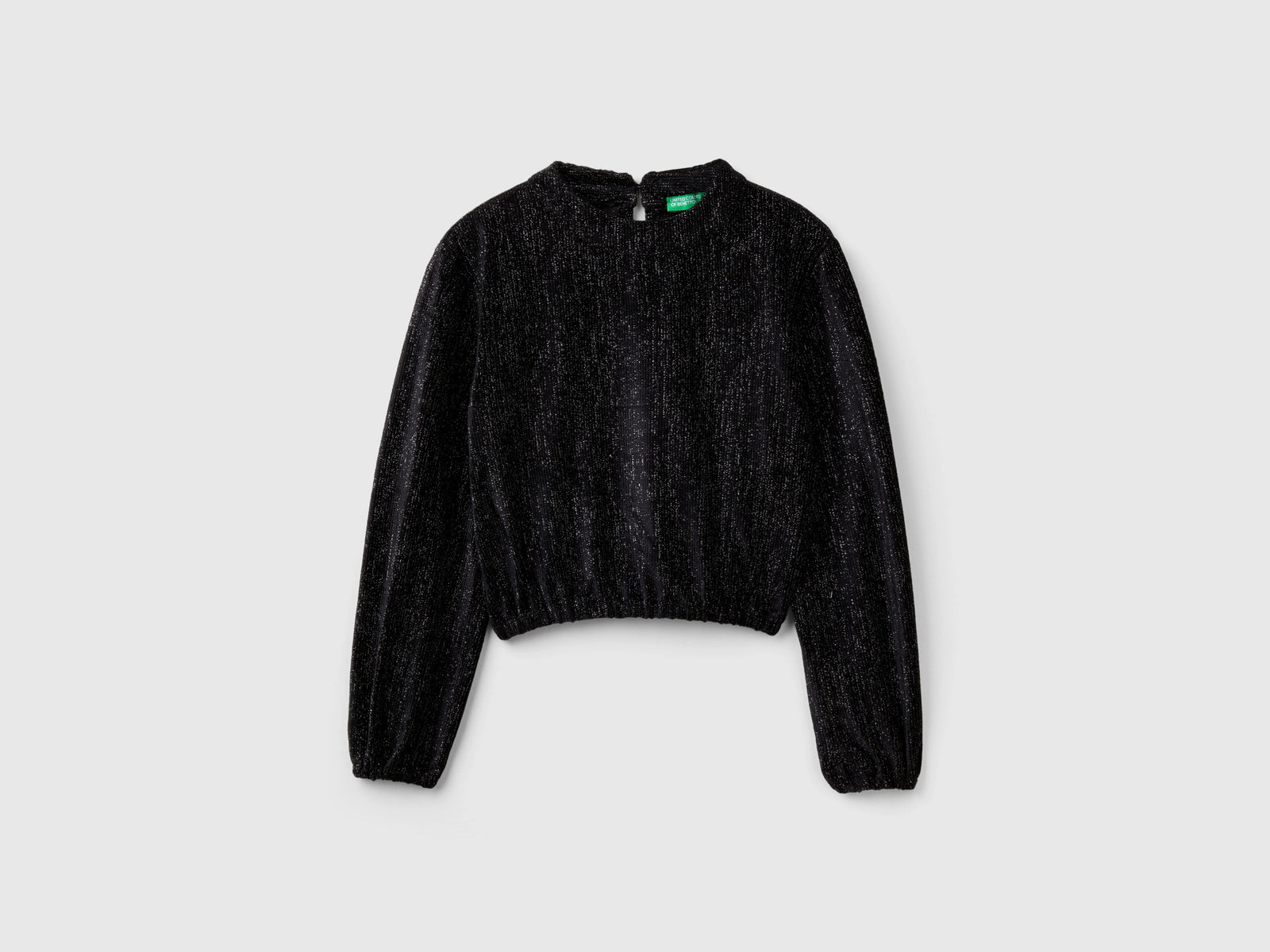 Felpa con lurex da bambina nero | Benetton Outlet
