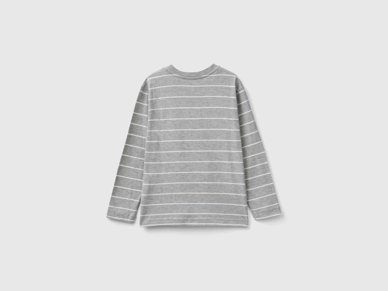 T-shirt a righe con slogan da bambino grigio chiaro 2 | Benetton Outlet