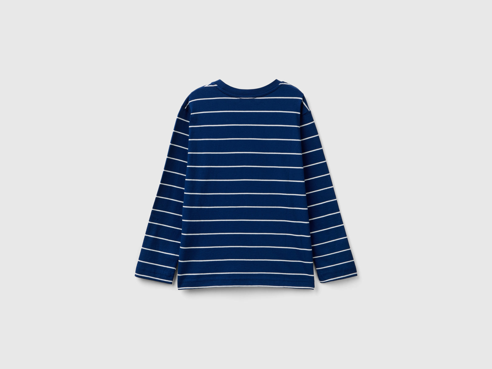 T-shirt a righe con slogan da bambino blu 2 | Benetton Outlet