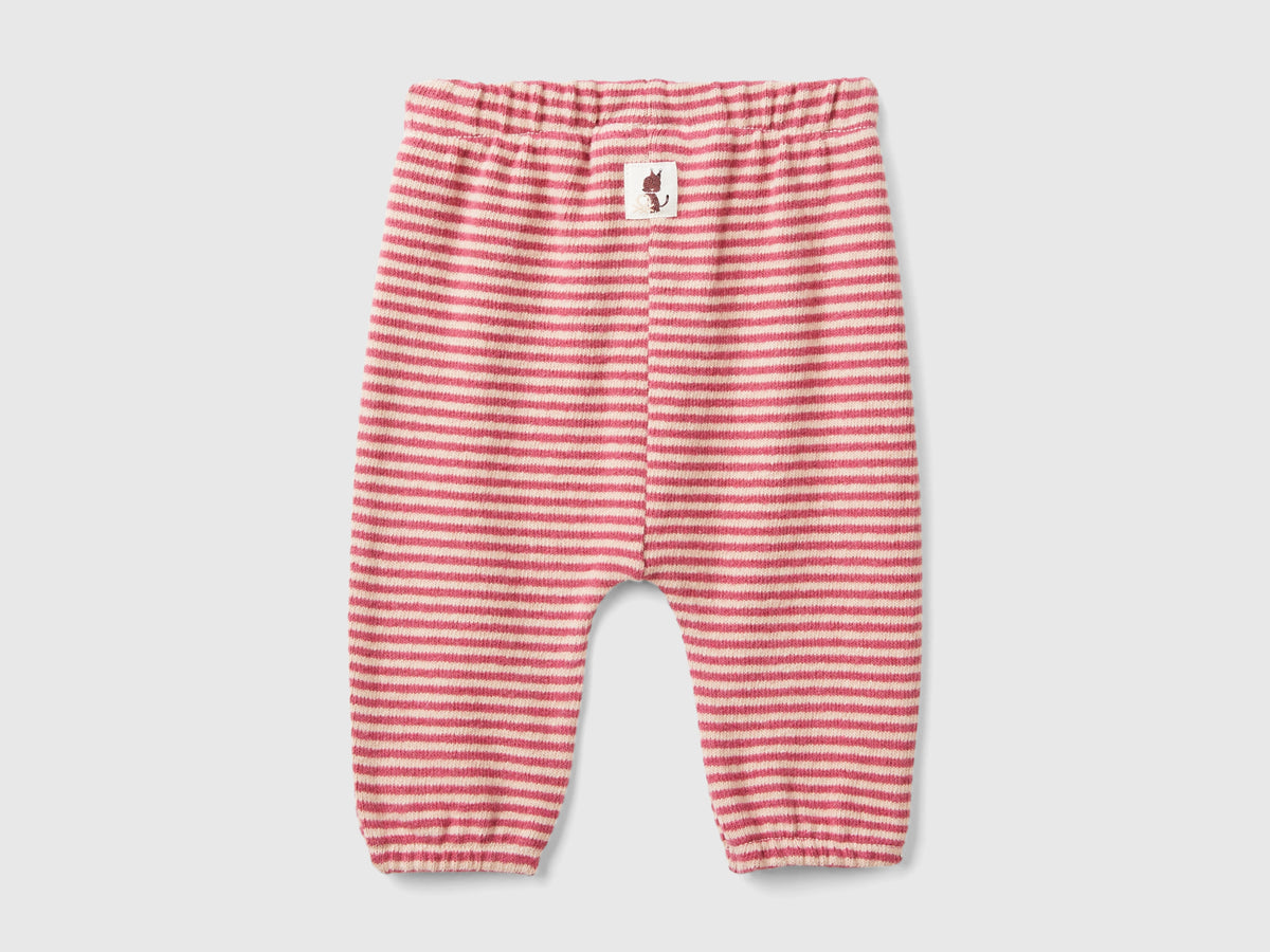 Pantaloni a righe in misto cotone riciclato