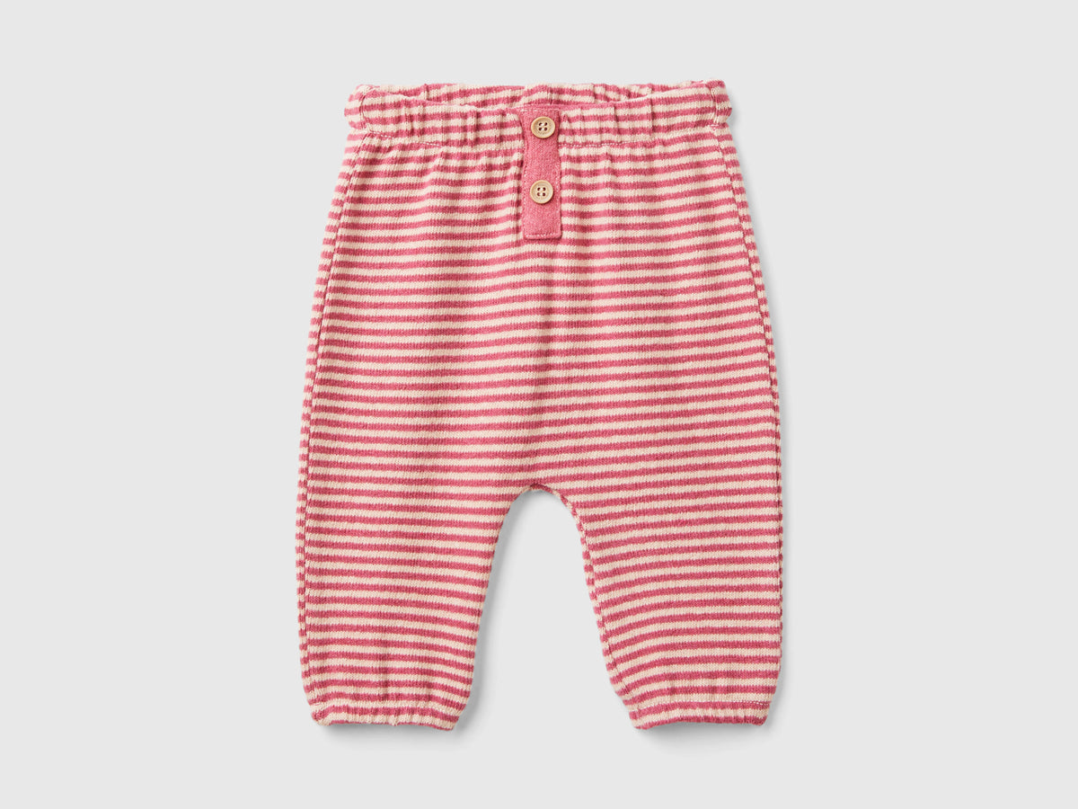 Pantaloni a righe in misto cotone riciclato