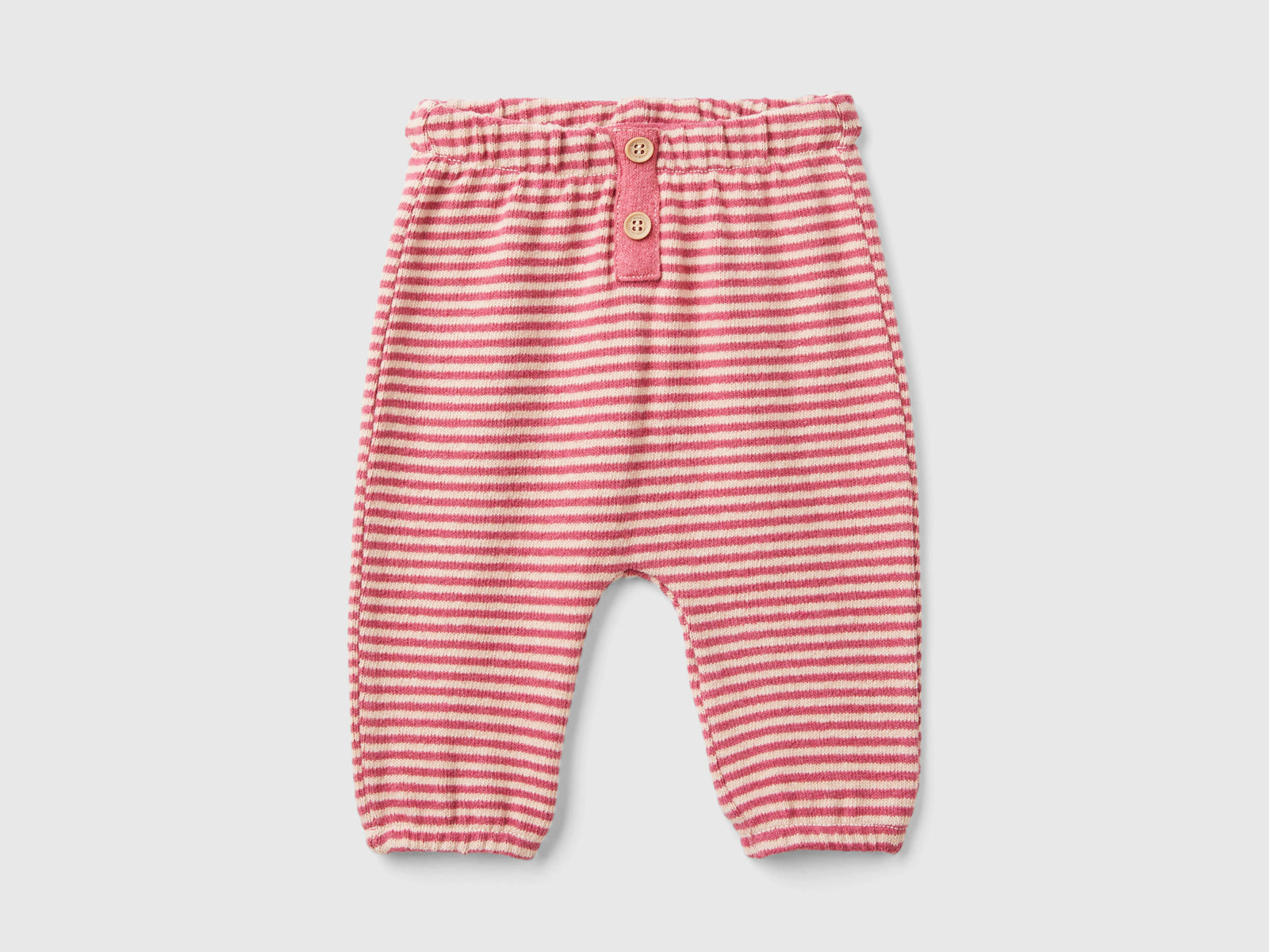 Pantaloni a righe in misto cotone riciclato da neonato rosso | Benetton Outlet
