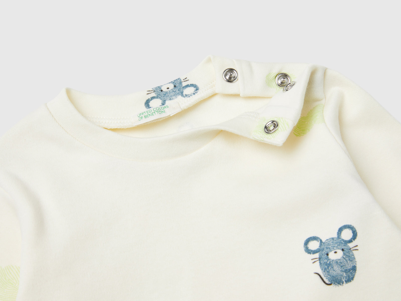 Maglietta con stampa topini da neonato bianco panna 3 | Benetton Outlet