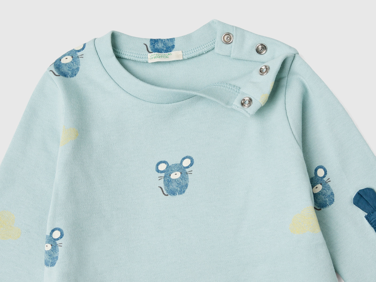Maglietta con stampa topini da neonato verde acqua 3 | Benetton Outlet
