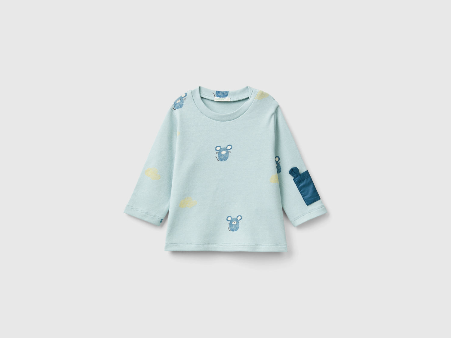 Maglietta con stampa topini da neonato verde acqua | Benetton Outlet