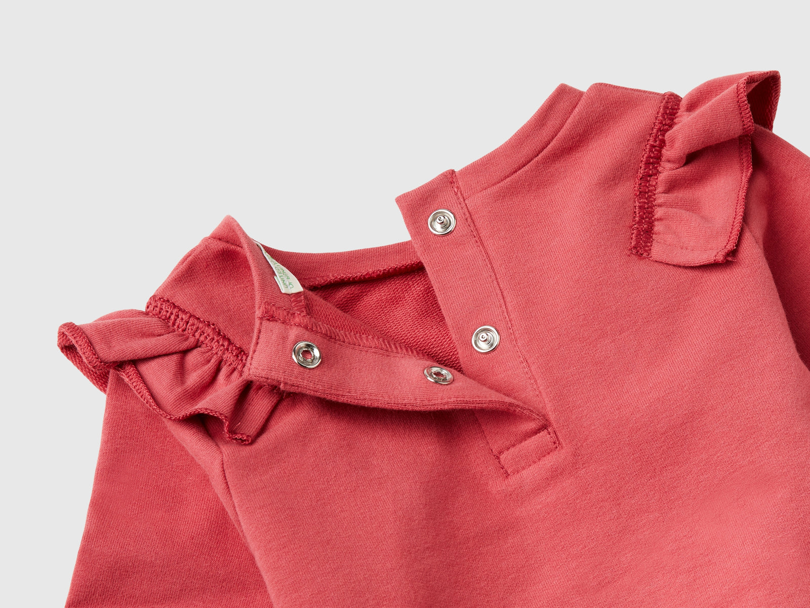 Felpa con rouches in cotone bio stretch da neonato malva 3 | Benetton Outlet
