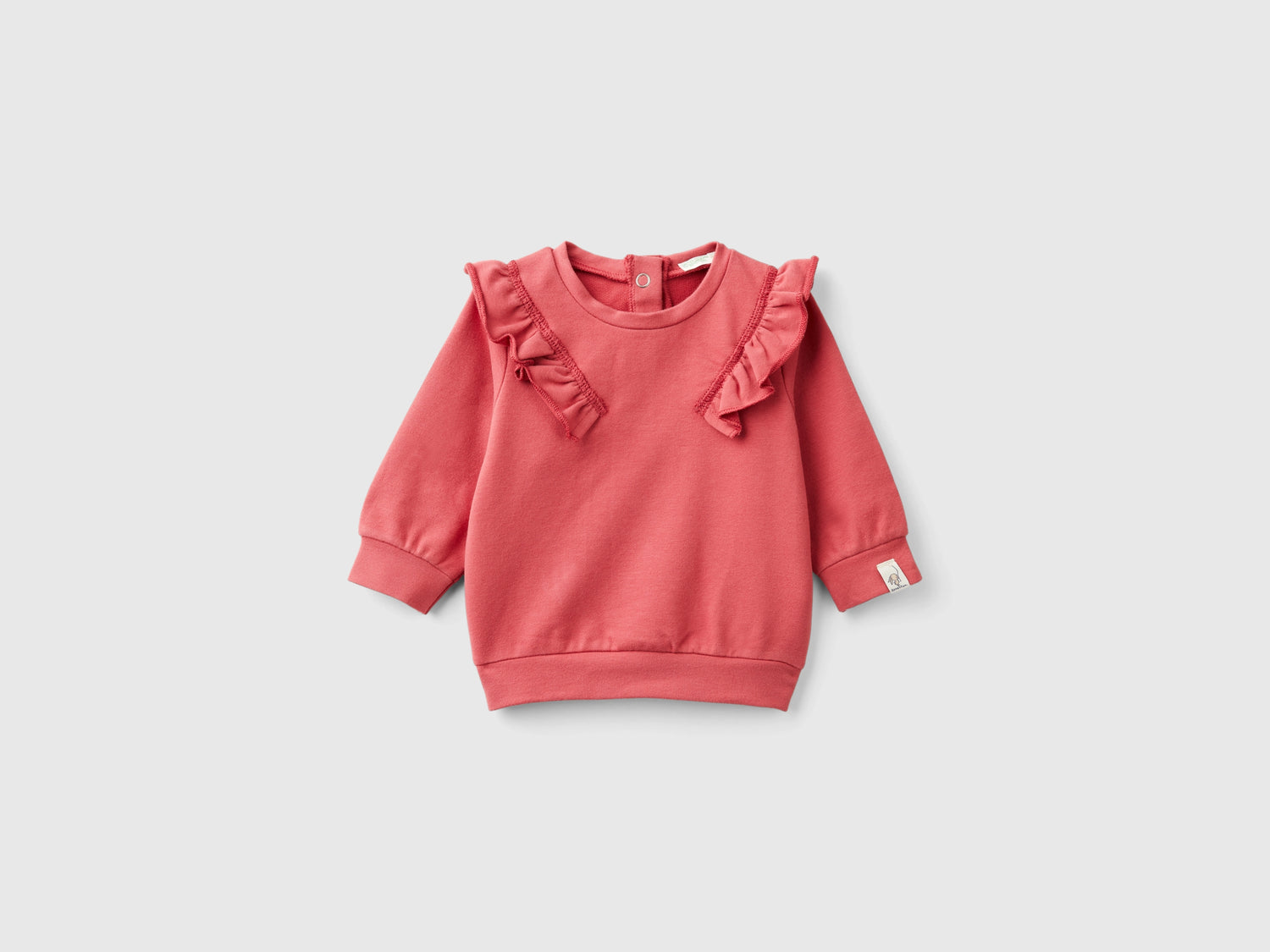Felpa con rouches in cotone bio stretch da neonato malva | Benetton Outlet