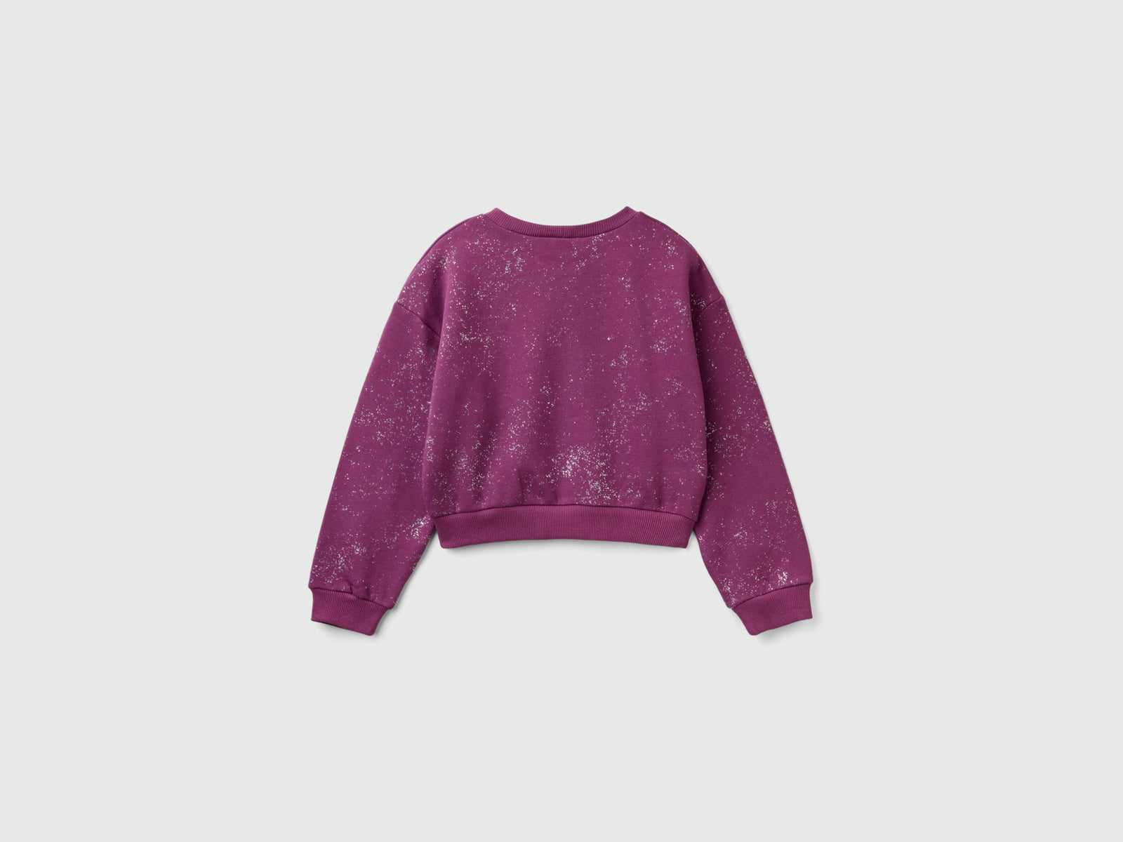 Felpa over fit con brillantini da bambina viola 2 | Benetton Outlet