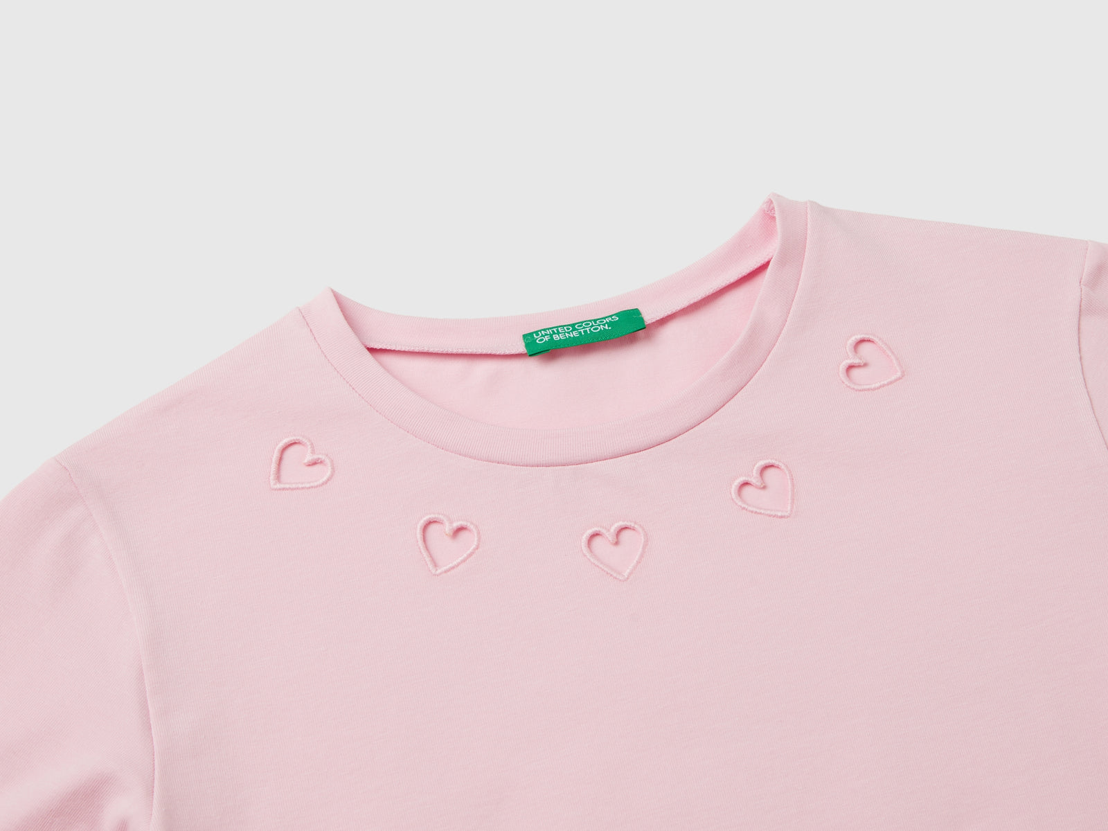 T-shirt con cuori cut out da bambina rosa 3 | Benetton Outlet