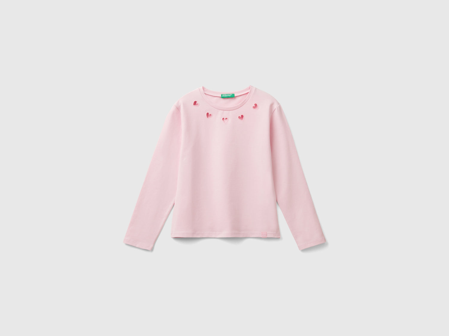 T-shirt con cuori cut out da bambina rosa | Benetton Outlet