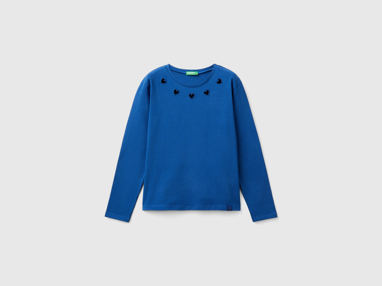 T-shirt con cuori cut out da bambina blu | Benetton Outlet
