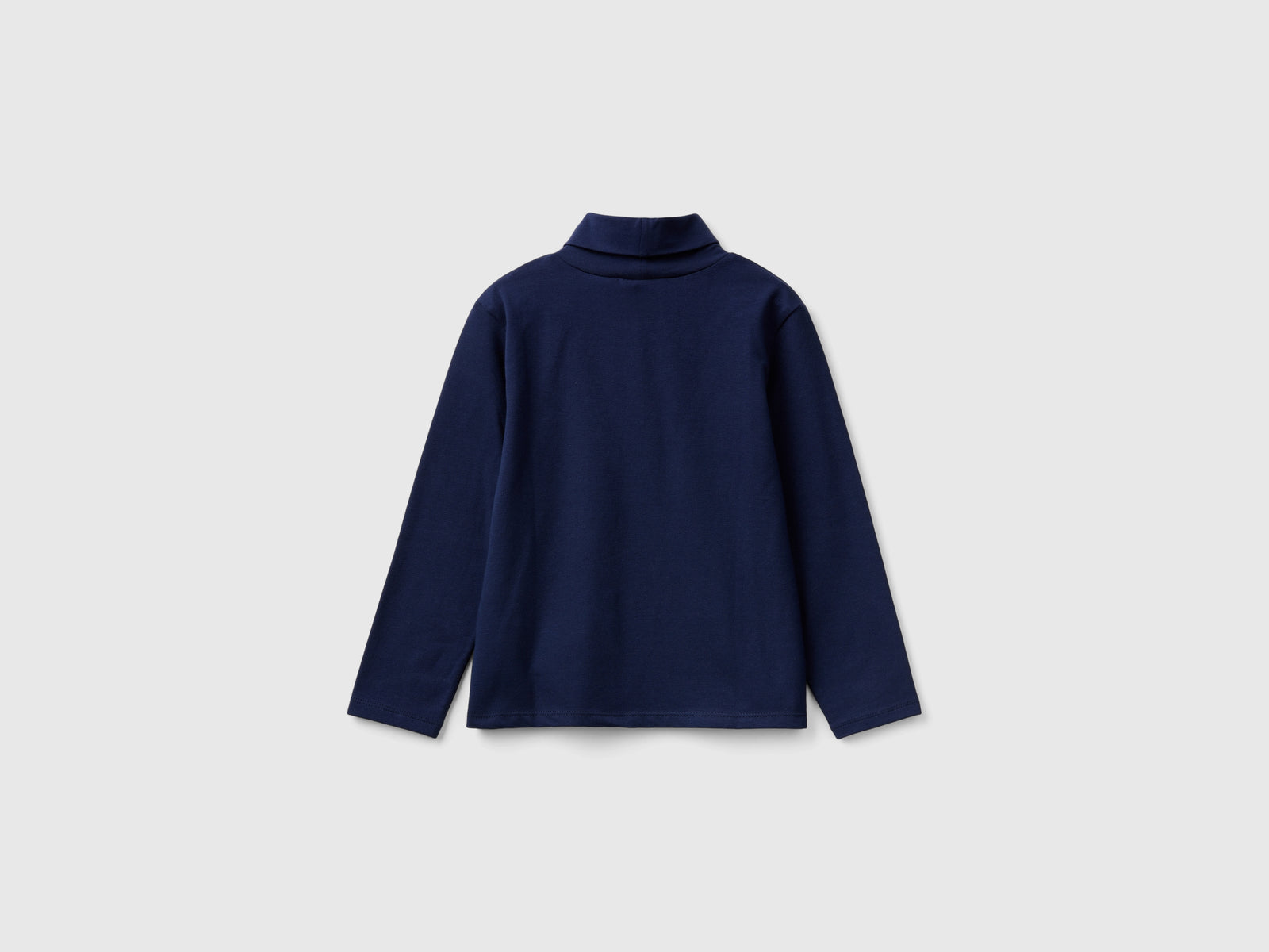 T-shirt lupetto in cotone stretch da bimba blu scuro 2 | Benetton Outlet
