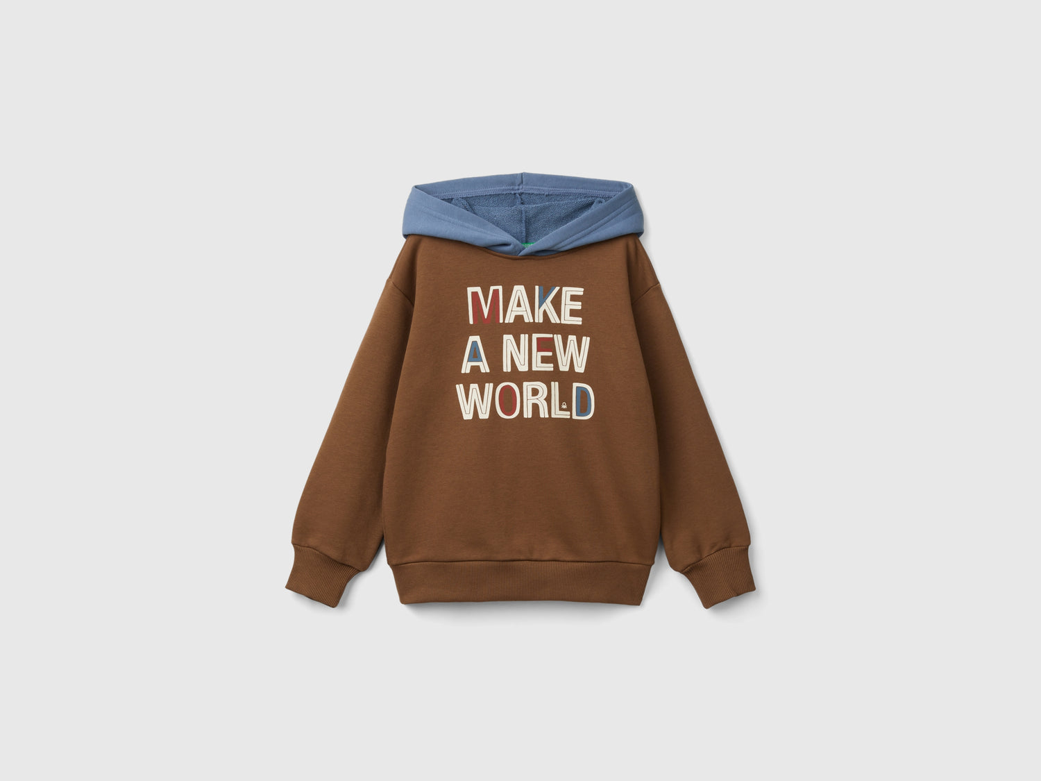 Felpa con cappuccio e stampa da bambino marrone | Benetton Outlet