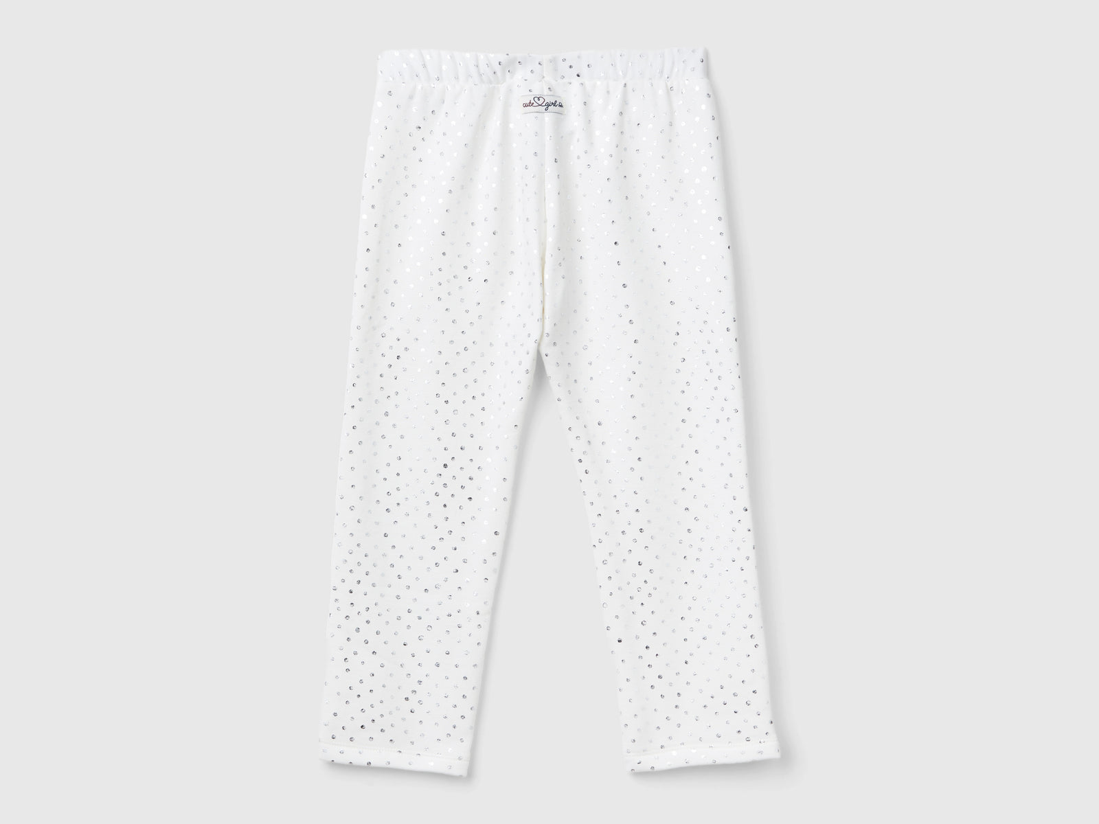 Leggings con stampa laminata da bimba bianco panna 2 | Benetton Outlet