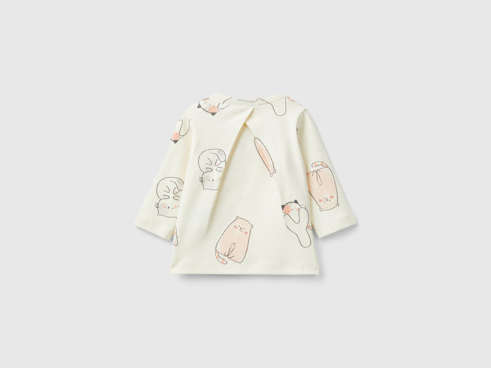 T-shirt gattini in puro cotone da neonato bianco panna 2 | Benetton Outlet