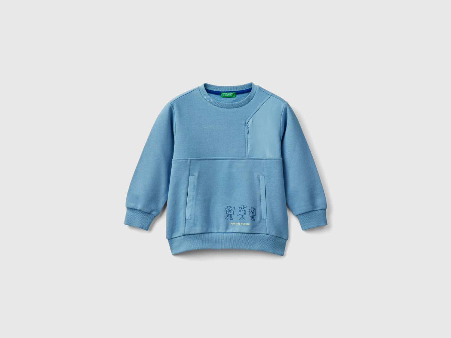 Felpa con tasche da bimbo azzurro | Benetton Outlet