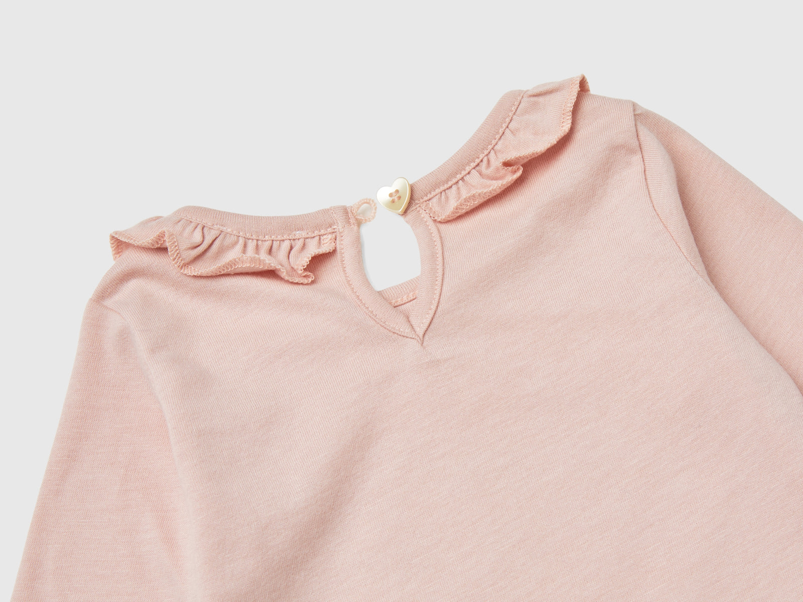 Maglietta con colletto rouches da neonato rosa 3 | Benetton Outlet