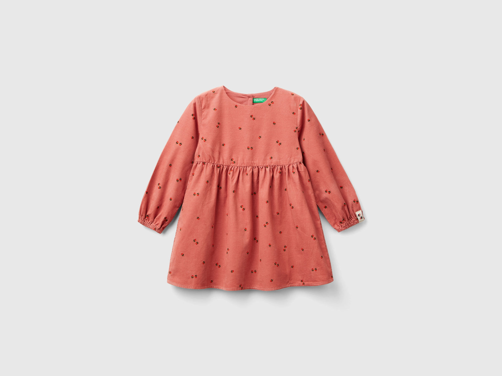 Abito in velluto con stampa rose da bimba salmone | Benetton Outlet