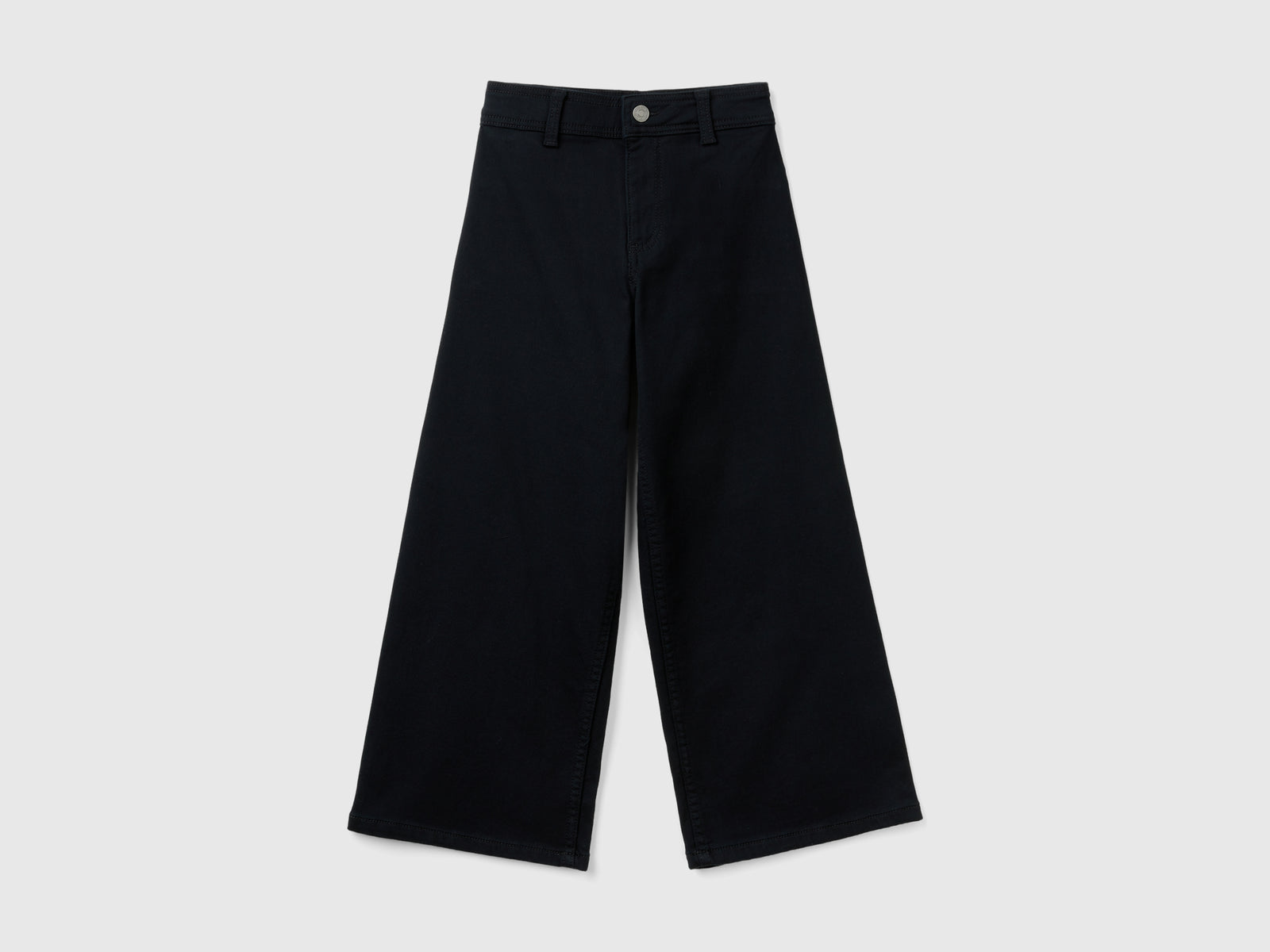 Pantalones anchos de algodón elástico da bambina nero | Benetton Outlet