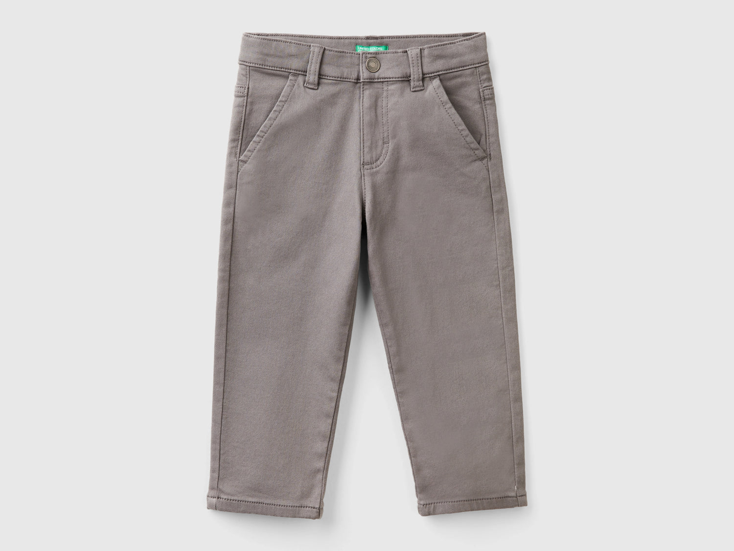Pantaloni in cotone stretch da bimbo grigio scuro | Benetton Outlet