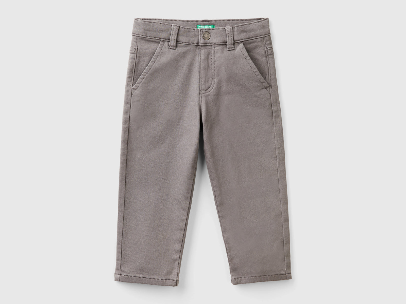 Pantaloni in cotone stretch da bimbo grigio scuro | Benetton Outlet