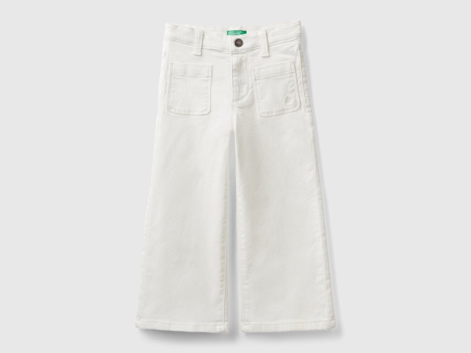 Pantalones anchos de algodón elástico da bimba bianco panna | Benetton Outlet