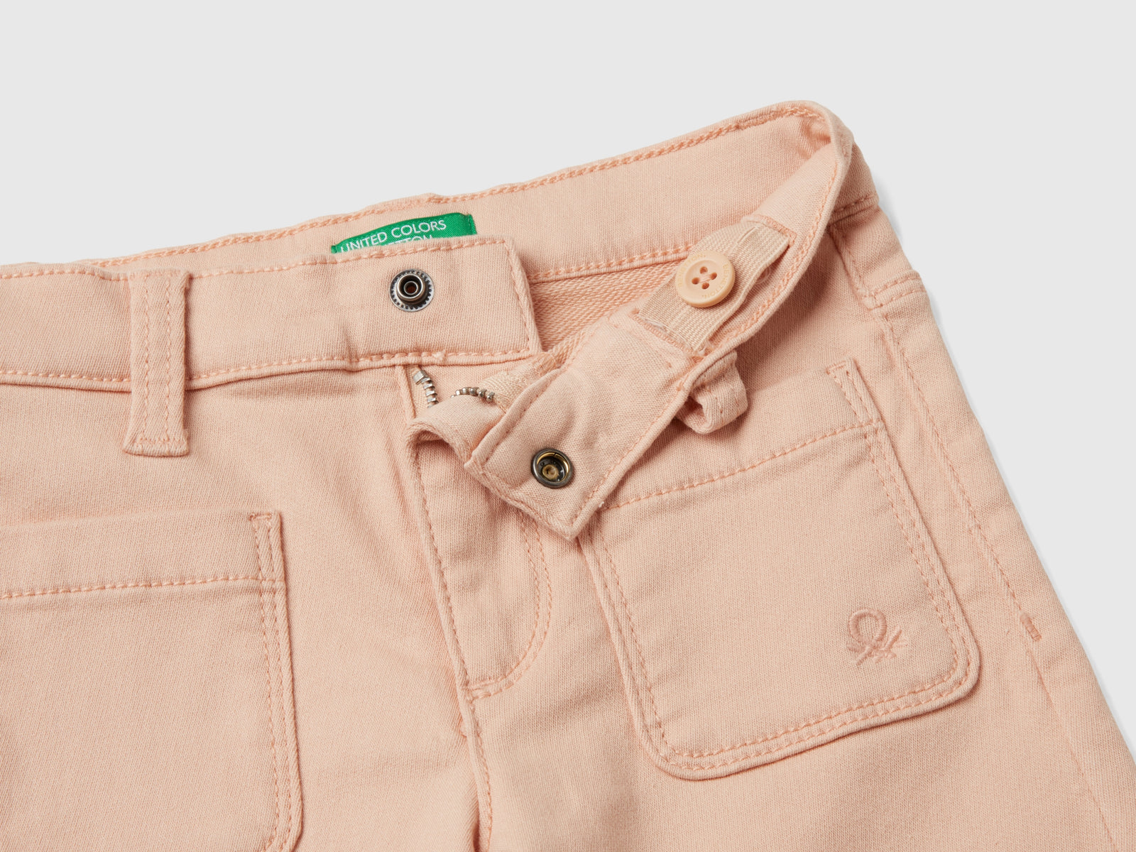 Pantaloni ampi in cotone stretch da bimba rosa tenue 3 | Benetton Outlet