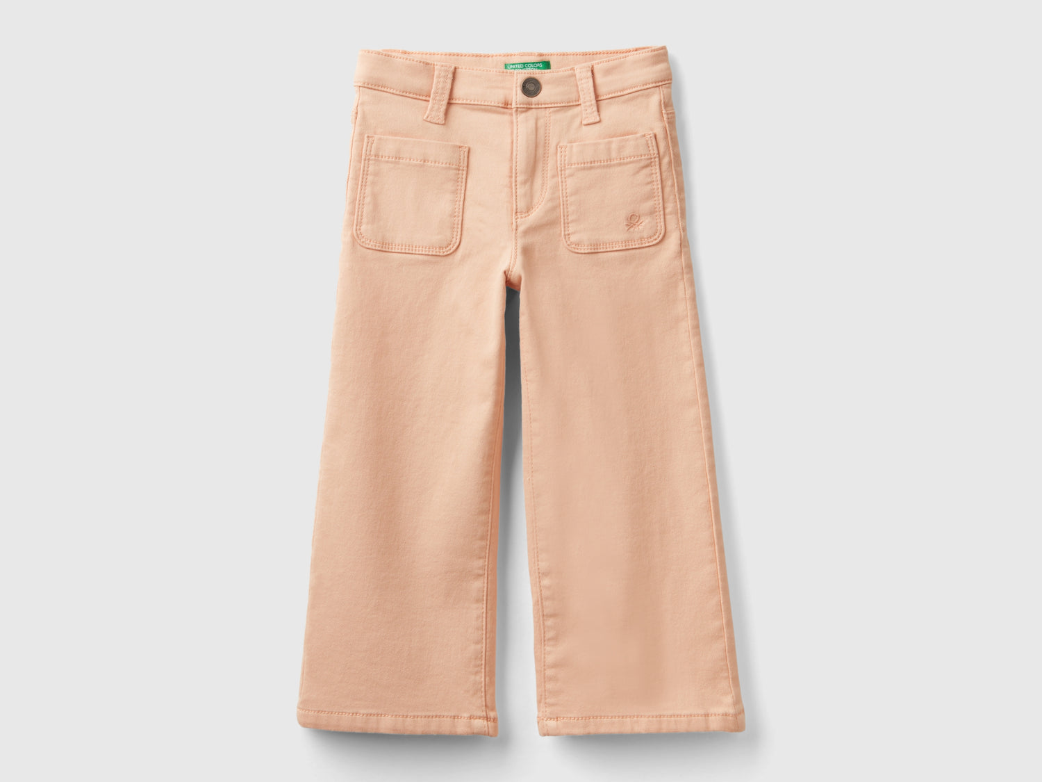 Pantaloni ampi in cotone stretch da bimba rosa tenue | Benetton Outlet