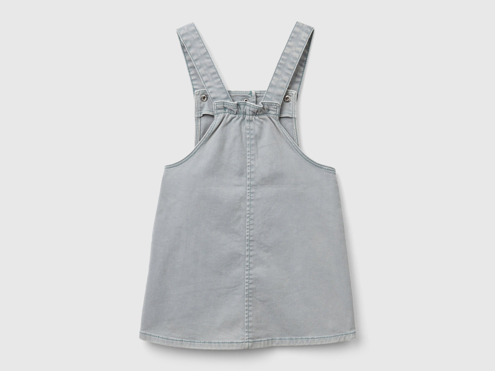 Vestito salopette in cotone stretch da bimba grigio perla 2 | Benetton Outlet