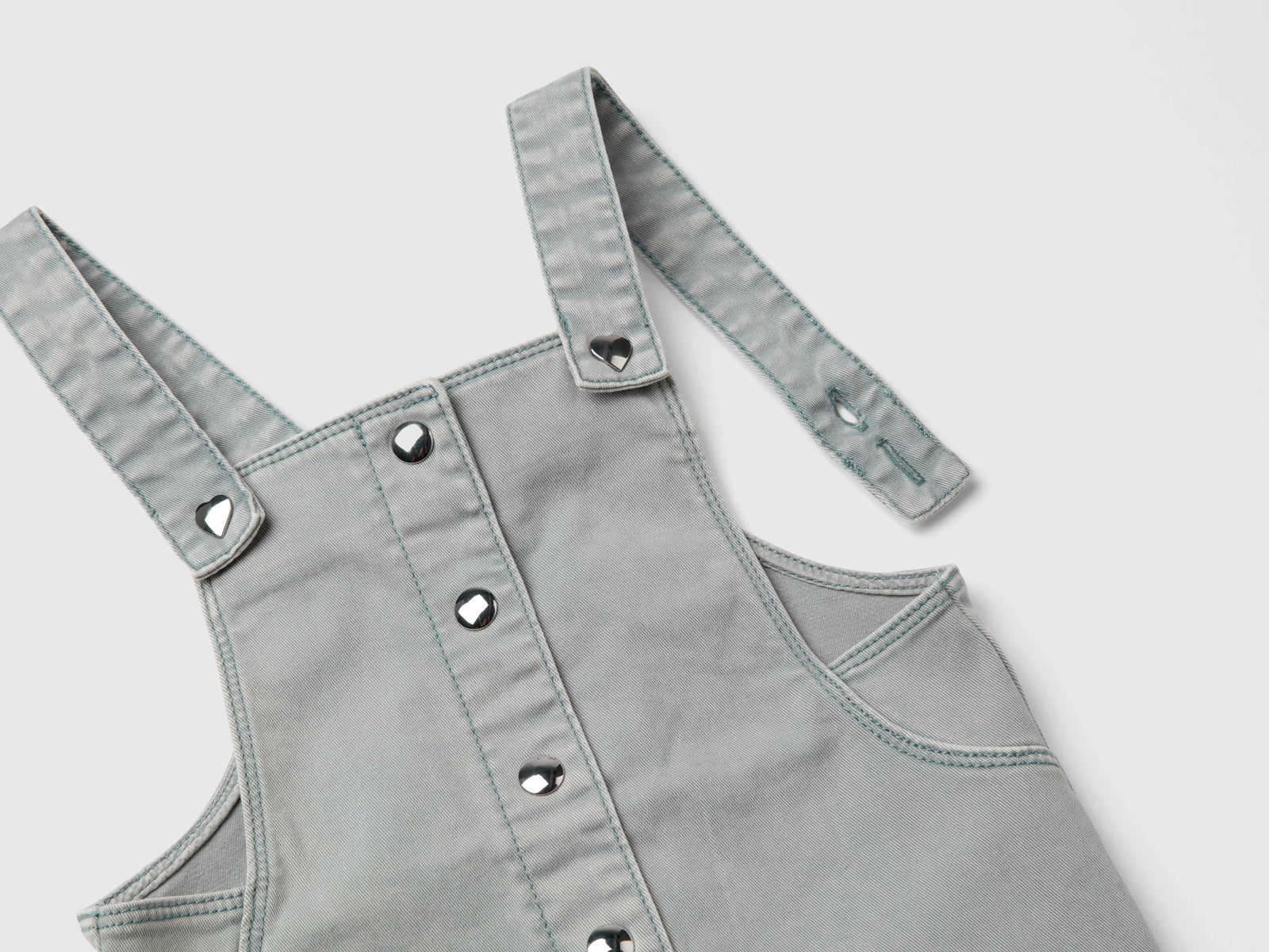 Vestito salopette in cotone stretch da bimba grigio perla 3 | Benetton Outlet