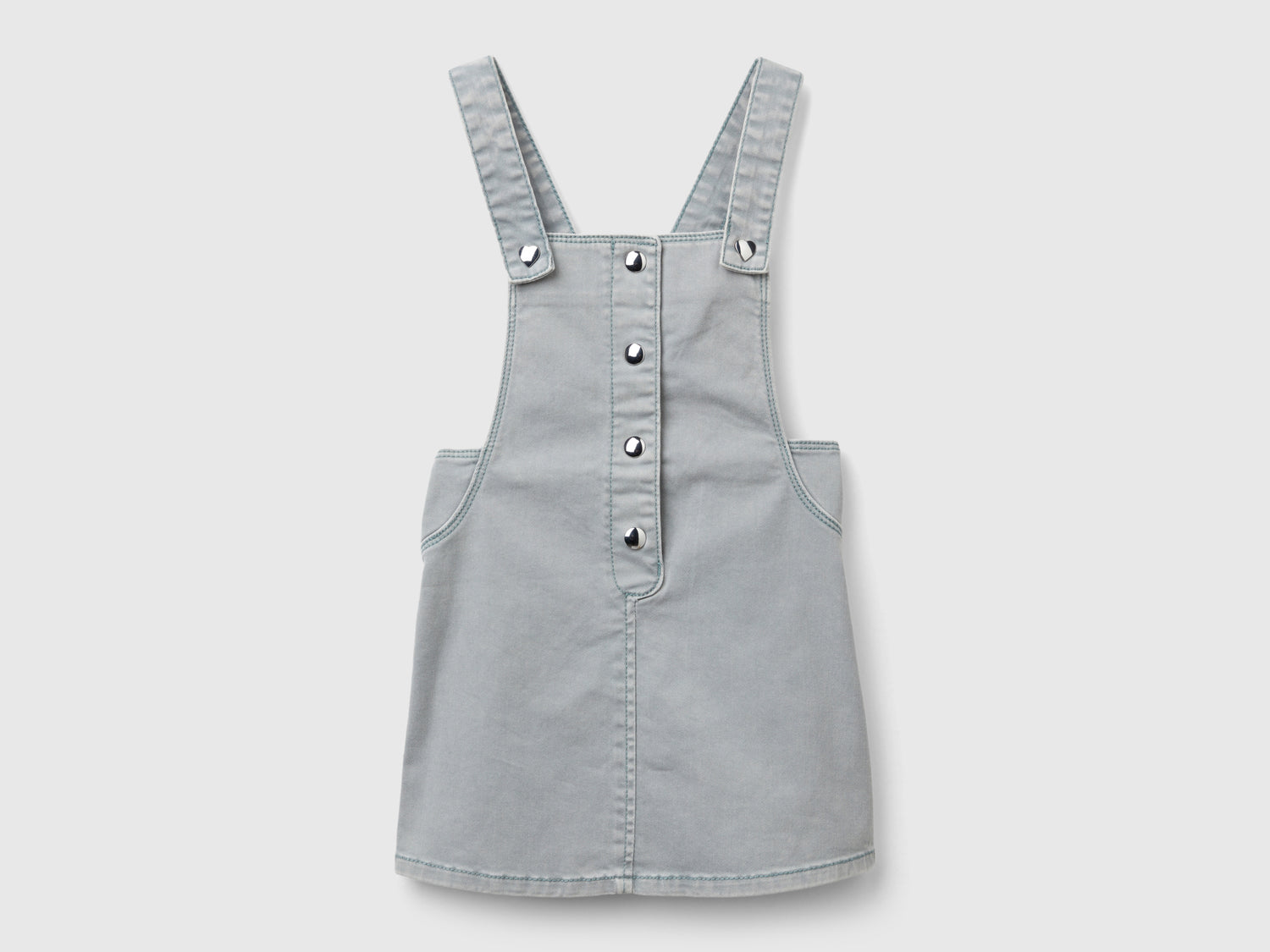 Vestito salopette in cotone stretch da bimba grigio perla | Benetton Outlet