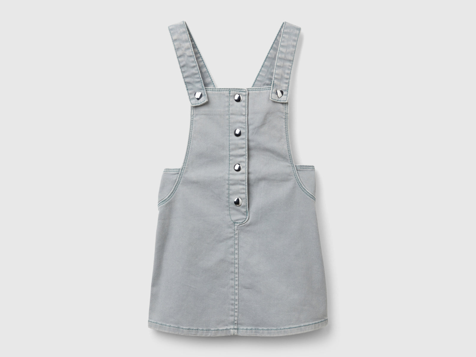 Vestito salopette in cotone stretch da bimba grigio perla | Benetton Outlet